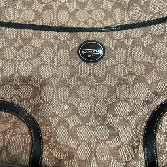 Coach Tan and Black Signature Shoulder Bag - Picture 2 of 13